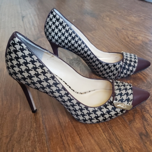 VINCE CAMUTO sz 9 STILETTO PORSPERA, BROWN HOUNDSTOOTH - Picture 15 of 16
